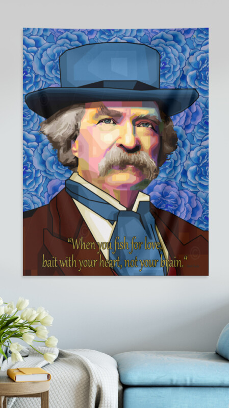 Fabric print Mark Twain portrait